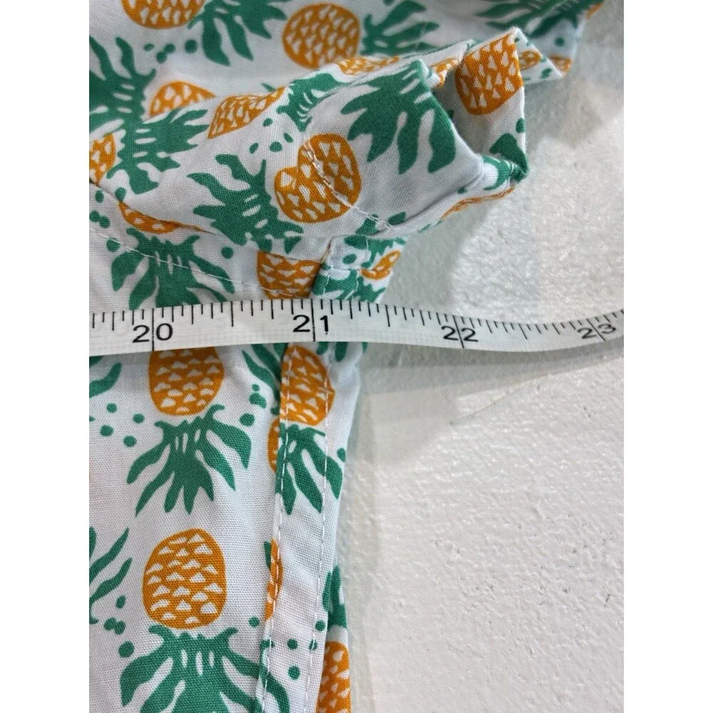 J.CREW Mens M Short Sleeve Button Up Flex Washed Slim Fit Pineapple Tropical